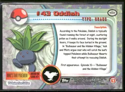 Pokemon Topps Oddish #43 TV Animation Series 1 Black Logo Logo - Image 2