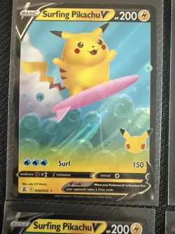 Pokemon Celebrations Surfing Pikachu V Holo Card 008/025 - Lot Of 8 - Image 2