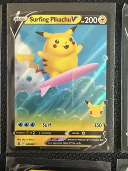 Pokemon Celebrations Surfing Pikachu V Holo Card 008/025 - Lot Of 8 - Image 3