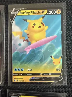 Pokemon Celebrations Surfing Pikachu V Holo Card 008/025 - Lot Of 8 - Image 5