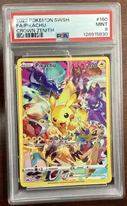 2023 Pokemon SWSH Full Art FA Pikachu Crown Zenith 160/159 PSA 9 MINT - Image 1