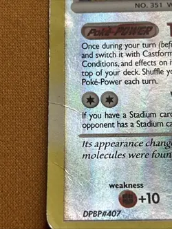Pokemon Card - Castform - Reverse Holo - UC (48/146) DP Legends Awakened *DMG* - Image 2