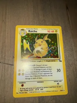 Pokemon TCG Raichu Fossil Holo Rare Card 14/62 Vintage 1999 NM - Image 1