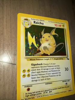 Pokemon TCG Raichu Fossil Holo Rare Card 14/62 Vintage 1999 NM - Image 2