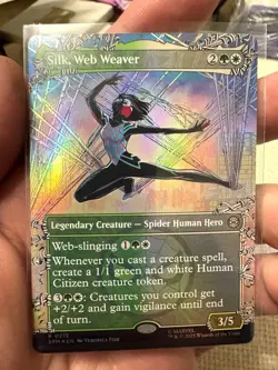 Silk, Web Weaver Borderless 0215 MTG Marvel's Spider-Man Rare Foil - Image 1