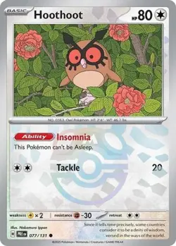 Hoothoot (Master Ball Pattern, #077/131) - SV - Prismatic Evolutions LP Pokemon - Image 1