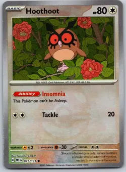 Hoothoot (Master Ball) - 077/131 - Pokemon Prismatic Evolutions NM - Image 1