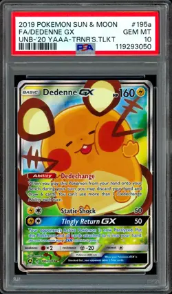 PSA 10 Dedenne GX 195a/214 Trainer Toolkit Alternate Alt Art Pokemon Sun & Moon - Image 1