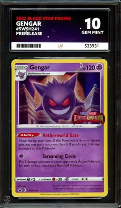 ACE 10 Gengar SWSH241 Lost Origin Prerelease Promo Holo Pokemon GEM MINT PSA - Image 1