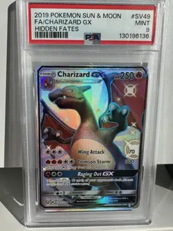 2019 POKEMON SUN & MOON HIDDEN FATES #SV49 FULL ART/CHARIZARD GX PSA 9 - Image 1