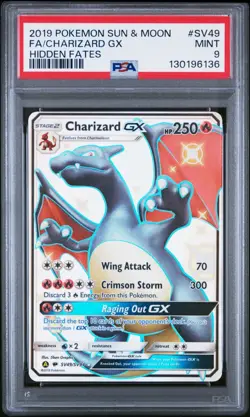 2019 POKEMON SUN & MOON HIDDEN FATES #SV49 FULL ART/CHARIZARD GX PSA 9 - Image 2
