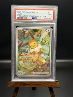 2025 POKEMON PRISMATIC EVOLUTIONS POKEMON CENTER ETB PROMO #173 EEVEE PSA 9 - Image 1