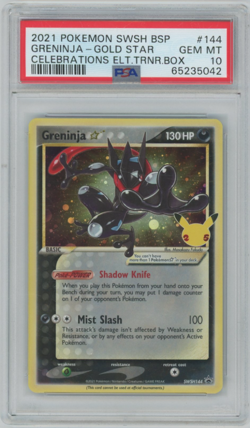 2021 POKEMON SWSH CELEBRATIONS ELITE TRAINER BOX #144 GRENINJA-GOLD STAR PSA 10 - Image 1