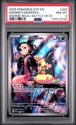 PSA 8 Marnie'S Morpeko #206 2025 Pokemon Svp En Sv Black Star Promo 139572046 - Image 1