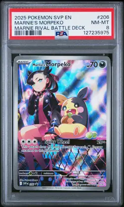 2025 POKEMON SVP EN-SV BLACK STAR PROMO #206 MARNIE'S MORPEKO PSA 8 - Image 1