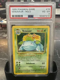 Pokemon TCG Venusaur Base Set Holo Unlimited Rare Card 15/102 PSA 4 - Image 1