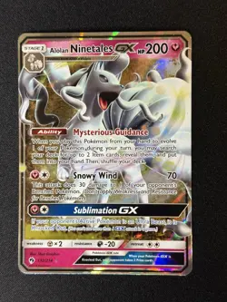 Alolan Ninetales GX 132/214 Sm-Lost Thunder Holo Pokemon TCG Card NM - Image 1