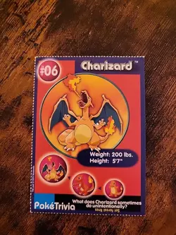 Charizard 1999 Original 151 Pokemon Burger King PokeTrivia Trading Card #06 - Image 1