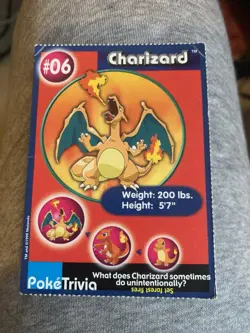 Charizard 1999 Original 151 Pokemon Burger King PokeTrivia Trading Card #06 - Image 1