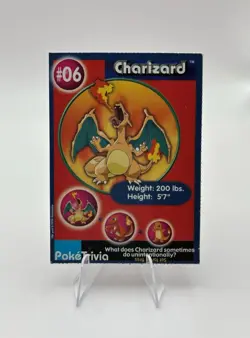 1999 Pokemon Burger King PokeTrivia Movie Card Charizard #06 Perforated - Image 2
