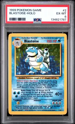 1999 POKEMON BASE SET UNLIMITED #2 BLASTOISE-HOLO PSA 6 - Image 1