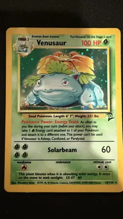 [Swirl] Venusaur 18/130 Base Set 2 Holo Rare Pokemon TCG - Image 1