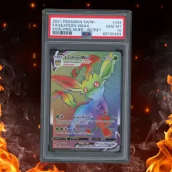 Pokemon Evolving Skies LEAFEON VMAX 204/203 Secret Rainbow Rare PSA 10 - Image 1