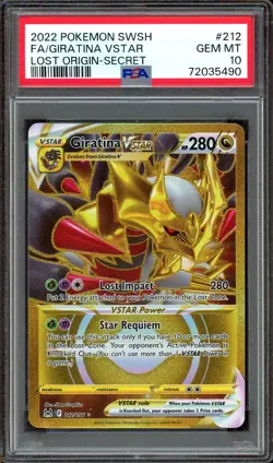 PSA 10 Giratina VSTAR 212/196 Lost Origin Gold Secret Rare Pokemon Sword Shield - Image 1