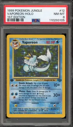 Pokemon Vaporeon Jungle 1st Edition Holo Rare #12 PSA 8 - Image 1