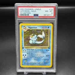 PSA 8 VAPOREON 1ST EDITION JUNGLE HOLO #12 1999 POKEMON NM-MT - Image 1