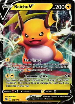 Pokemon TCG Raichu v Brilliant Stars Holo Rare Card 045/172 NM - Image 1