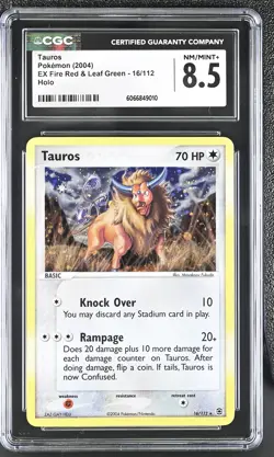 CGC 8.5 Tauros 2004 EX Fire Red & Leaf Green 16/112 Holo Pokemon Card - Image 1