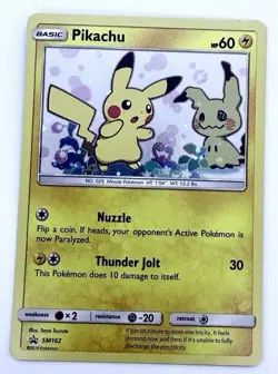Pikachu & Mimikyu 2019 Sun and Moon Black Star Holo Promo SM162 EX-NM Pokemon - Image 1