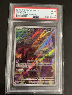 Drowzee Illustration Rare Scarlet & Violet Base Set 210 PSA 9 Holo Full Art Mint - Image 1
