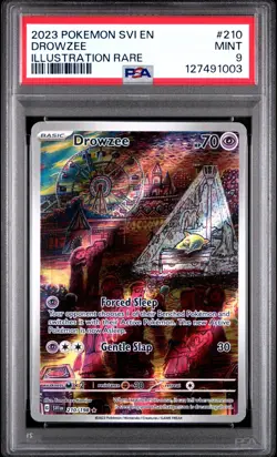 2023 Pokemon Drowzee Scarlet & Violet Base Set 210/198 Illustration Rare PSA 9 - Image 1