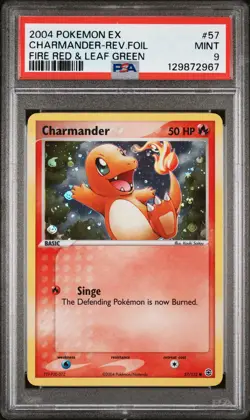 2004 POKEMON EX FIRE RED & LEAF GREEN #57 CHARMANDER-REVERSE FOIL PSA 9 - Image 1