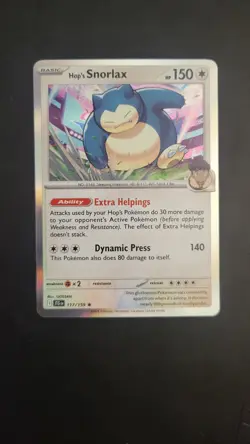Pokemon TCG - Hop's Snorlax 117/159 Reverse Holo Card - Journey Together (NM) - Image 1