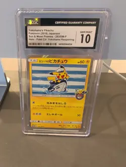 2018 POKEMON JPN SM PROMO POKEMON CENTER YOKOHAMA #283 YOKOHAMA'S PIKACHU CGC 10 - Image 1