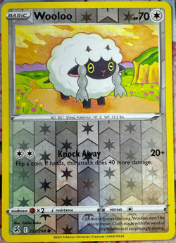 Wooloo Reverse Holo - 222/264 - Fusion Strike Pokemon 2021 - Image 1