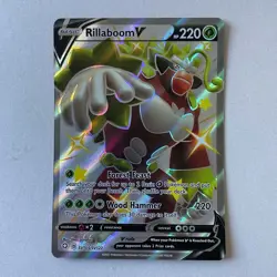 Pokemon Shining Fates #SV105/SV122 Rillaboom V Full Art Foil Ultra Rare - Image 1