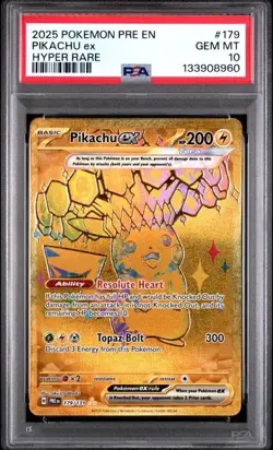 2025 POKEMON PRE EN-PRISMATIC EVOLUTIONS HYPER RARE #179 PIKACHU EX PSA 10 - Image 1