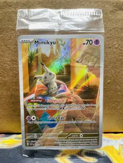 SEALED Pokemon Mimikyu SVP 075 Paldean Fates Full Art Holo Black Star Promo NM - Image 1