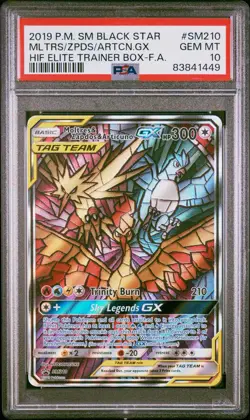 PSA 10 MOLTRES & ZAPDOS & ARTICUNO GX SM210 | Hidden Fates Graded Pokemon Card - Image 1