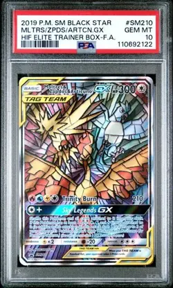 Moltres & Zapdos & Articuno GX SM210 PSA 10 Holo Promo Pokemon Card - Image 1