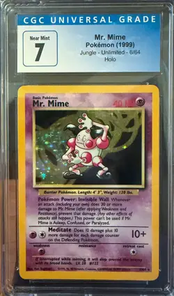 Pokemon TCG Mr. Mime Jungle 6/64 Holo Unlimited Holo Rare Vintage CGC 7 - Image 1