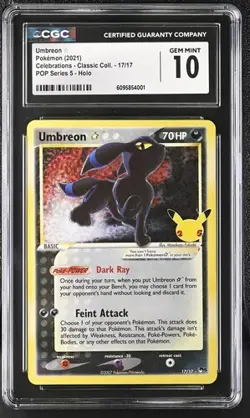 CGC 10 Umbreon Celebrations 17/17 Classic Collection Pokemon Card Gold Star 2021 - Image 1