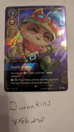Riftbound Teemo Swift Scout card OGN 307/298 Overnumbered Card League of Legends - Image 1