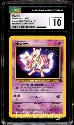 CGC 10 GEM MINT Mewtwo # 3 WB Movie WOTC Black Star PROMO Pokemon Card - Image 1