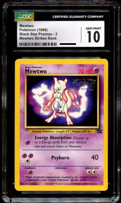 CGC 10 GEM MINT Mewtwo # 3 WB Movie WOTC Black Star PROMO Pokemon Card - Image 2