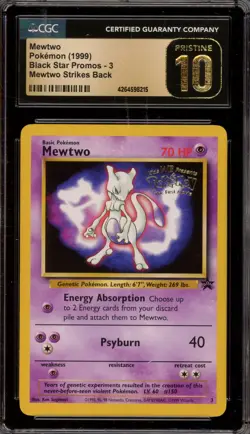 Pokemon Mewtwo WB Movie Black Star Promo #3 CGC 10 Pristine - Image 1